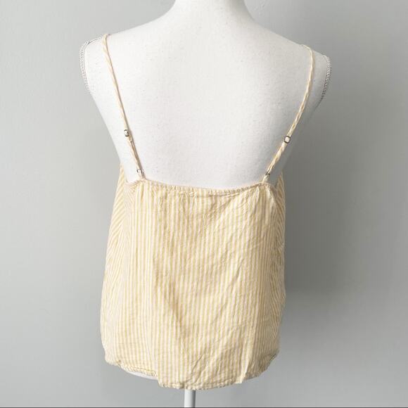 BP linen yellow striped tank top buttons size medium - Picture 3 of 7